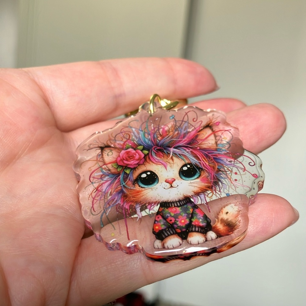 Colorful Cat Keychain - Picture 4 of 6